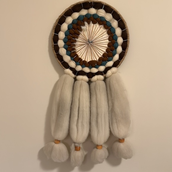 Native American Indian Handmade Dream Catcher Mandella Wool Fur Feathers🪶 - Picture 4 of 4